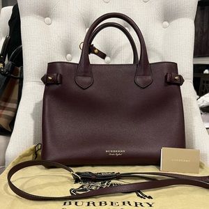 💖Burberry Banner House Check Derby Satchel (burgundy) 💖